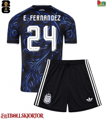 Argentina Enzo Fernandez #24 Borta Kläder Barn VM 2026 Kortärmad (+ Korta byxor)